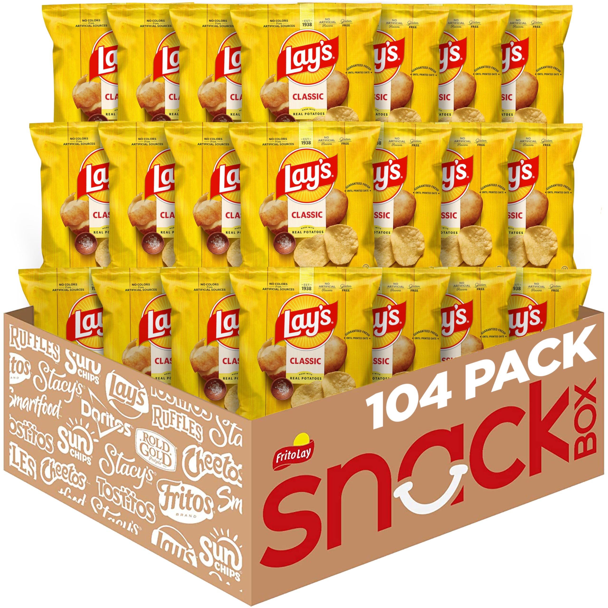 PLACEBO layz potato 5’7 30.8 cl Classic Lays Potato Chips, 1 Ounce Pack - Bulk 104 Count Snacks